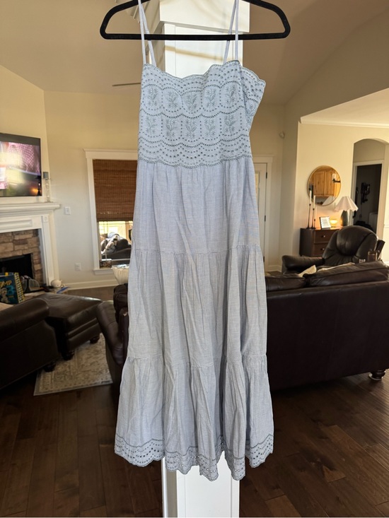 American Eagle Outfitters Dresses & Skirts - American Eagle Blue Eyelet Tiered Sundress with Spaghetti Straps